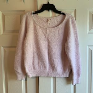 Pale Pink Off the Shoulder Cropped Lounge Sweater